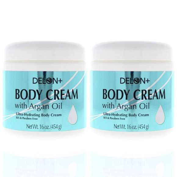 NEW DELON+ Body Cream with Argan Oil 16 oz / SLS & Paraben Free x 2